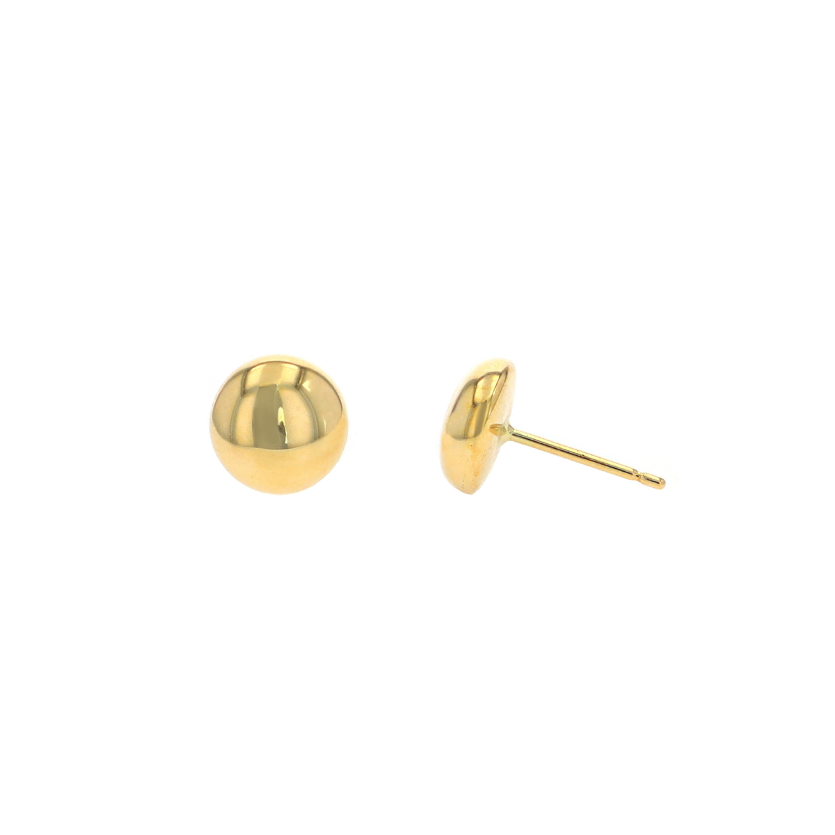 14K Yellow Gold 8 mm Flat Button Stud Earrings