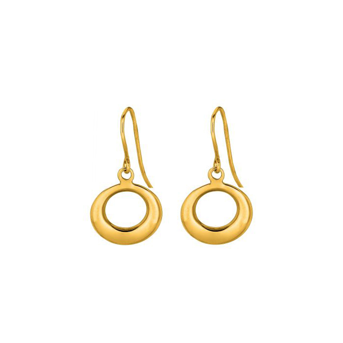 14K Yellow Gold Open Circle Dangle Earrings