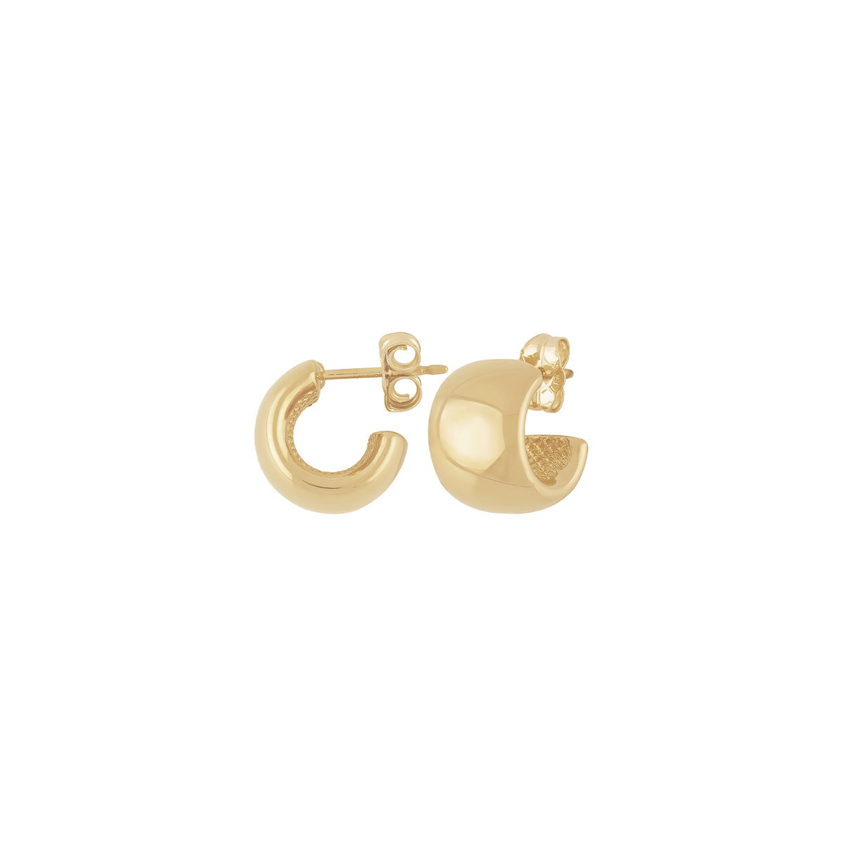 14K Yellow Gold Plain Band Hoop Earrings