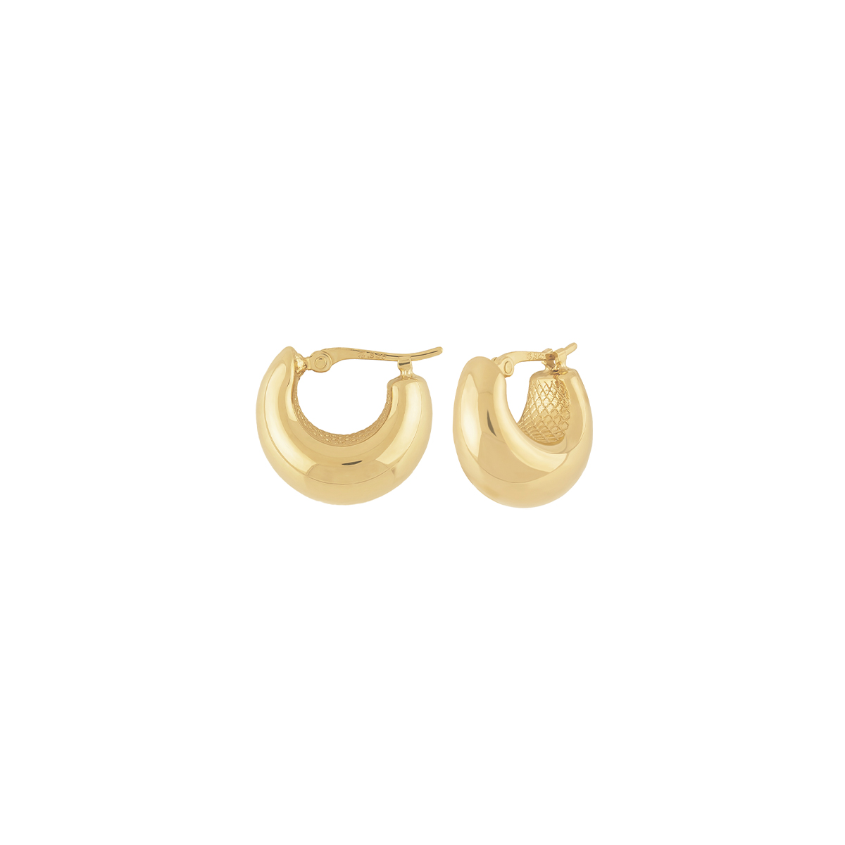 14K Yellow Gold Puff Bottom Hoop Earrings