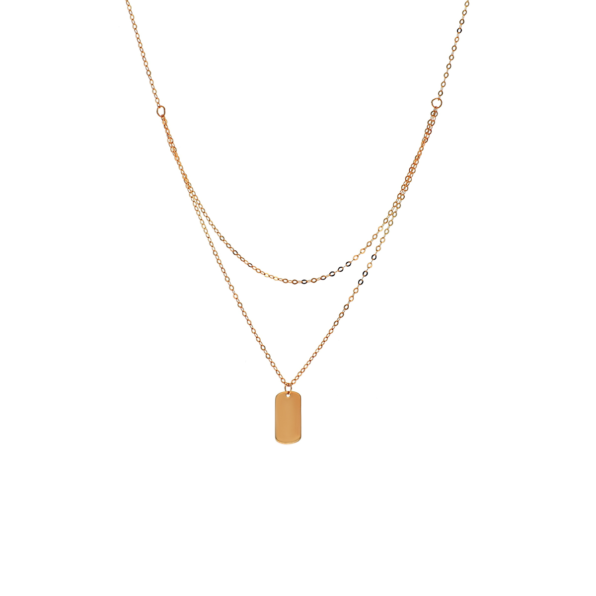 14K Yellow Gold Dog Tag Necklace