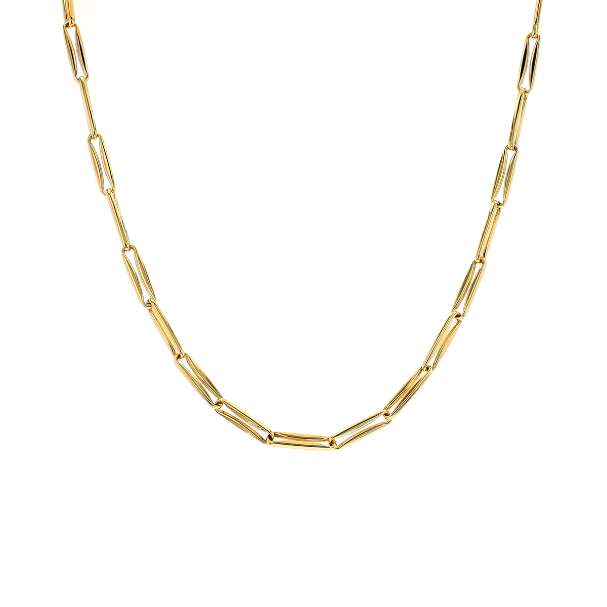 18K Yellow Gold Paperclip Link Necklace