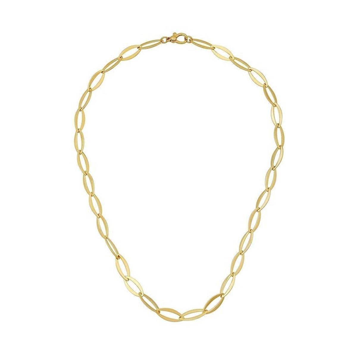 14K Yellow Gold Flat Marquise-Shaped Link Necklace