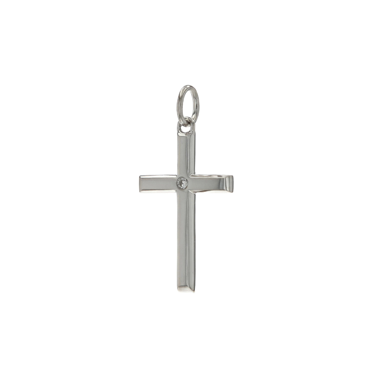 14K White Gold 20 x 13 mm Cross Diamond Pendant