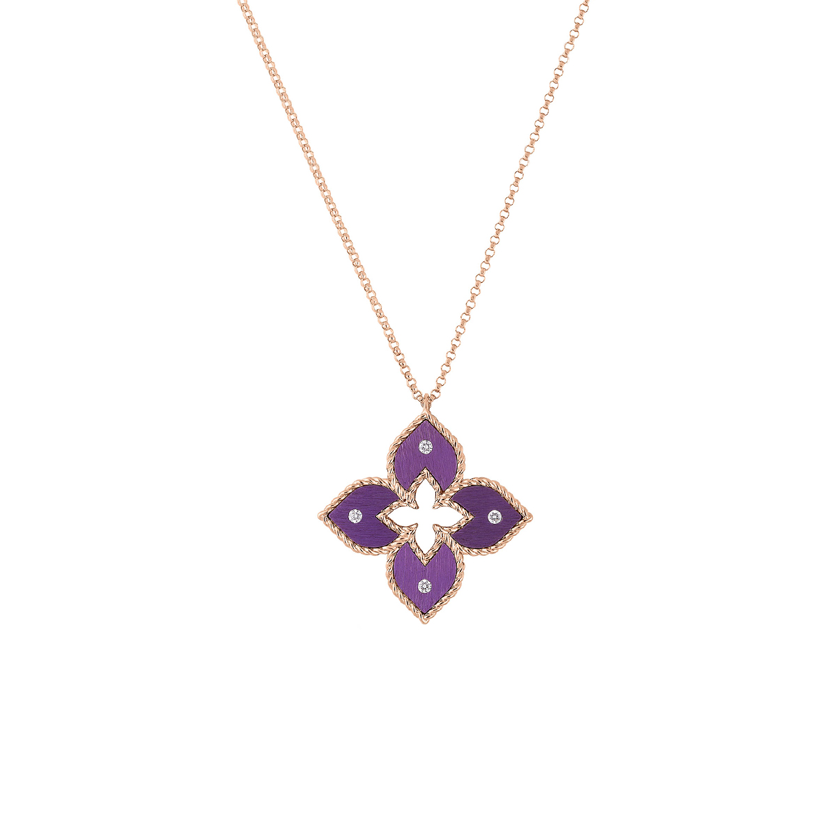 18K Rose Gold and Purple Titanium Diamond Venetian Princess Pendant with Chain