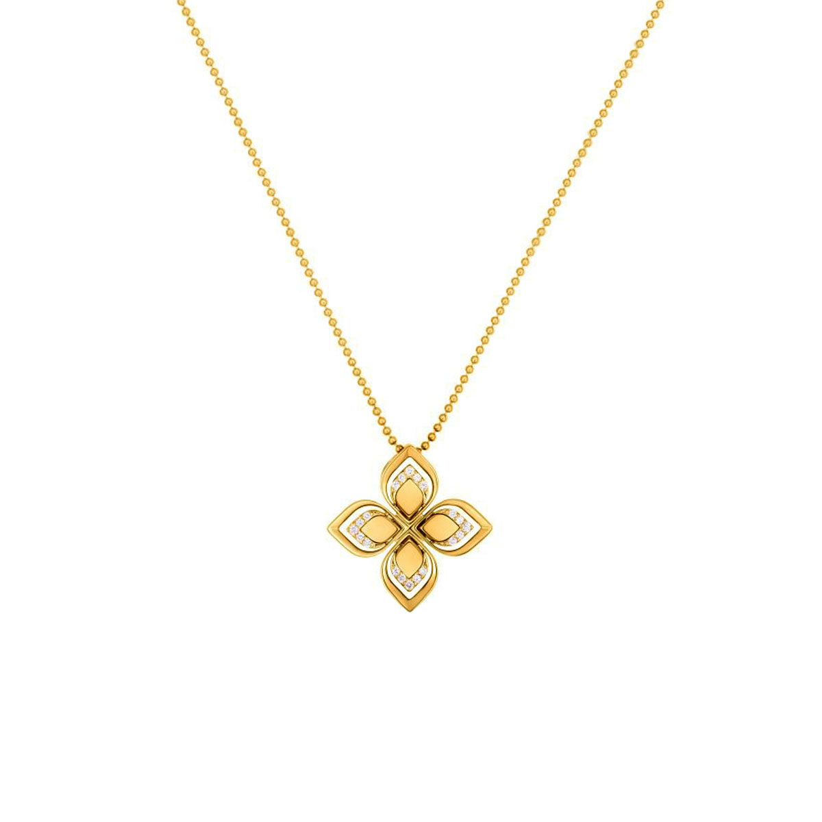 18K Yellow Gold Diamond Venetian Princess Pendant with Chain