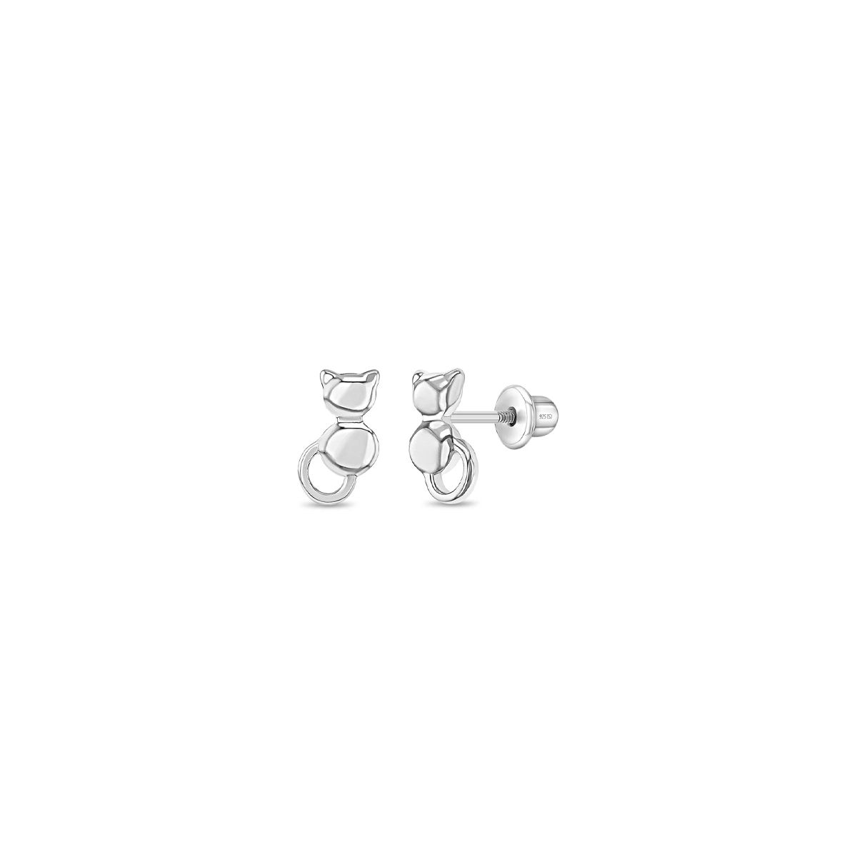 Children's Sterling Silver Kitty Cat Stud Earrings