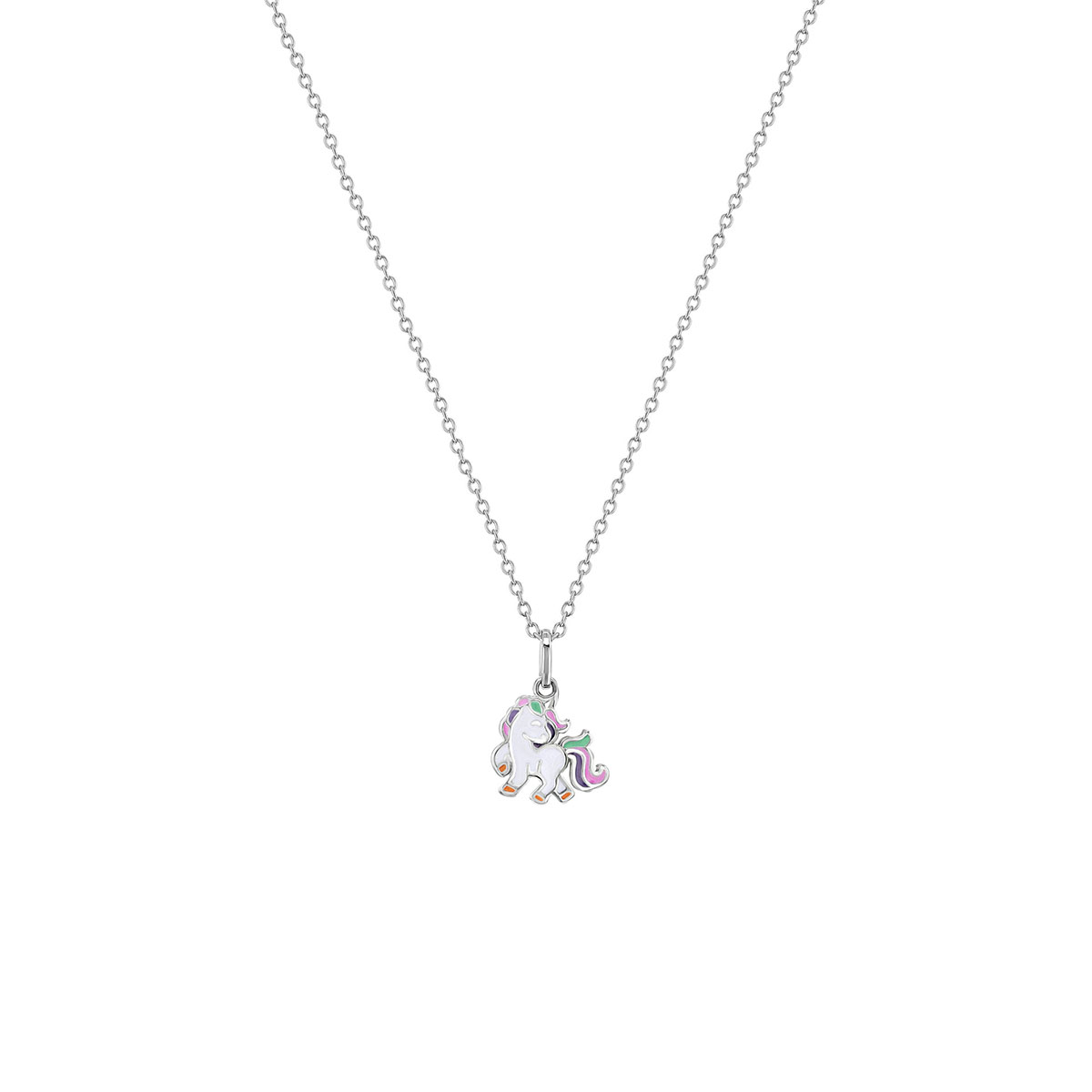 Children's Sterling Silver Enamel Unicorn Pendant with Chain