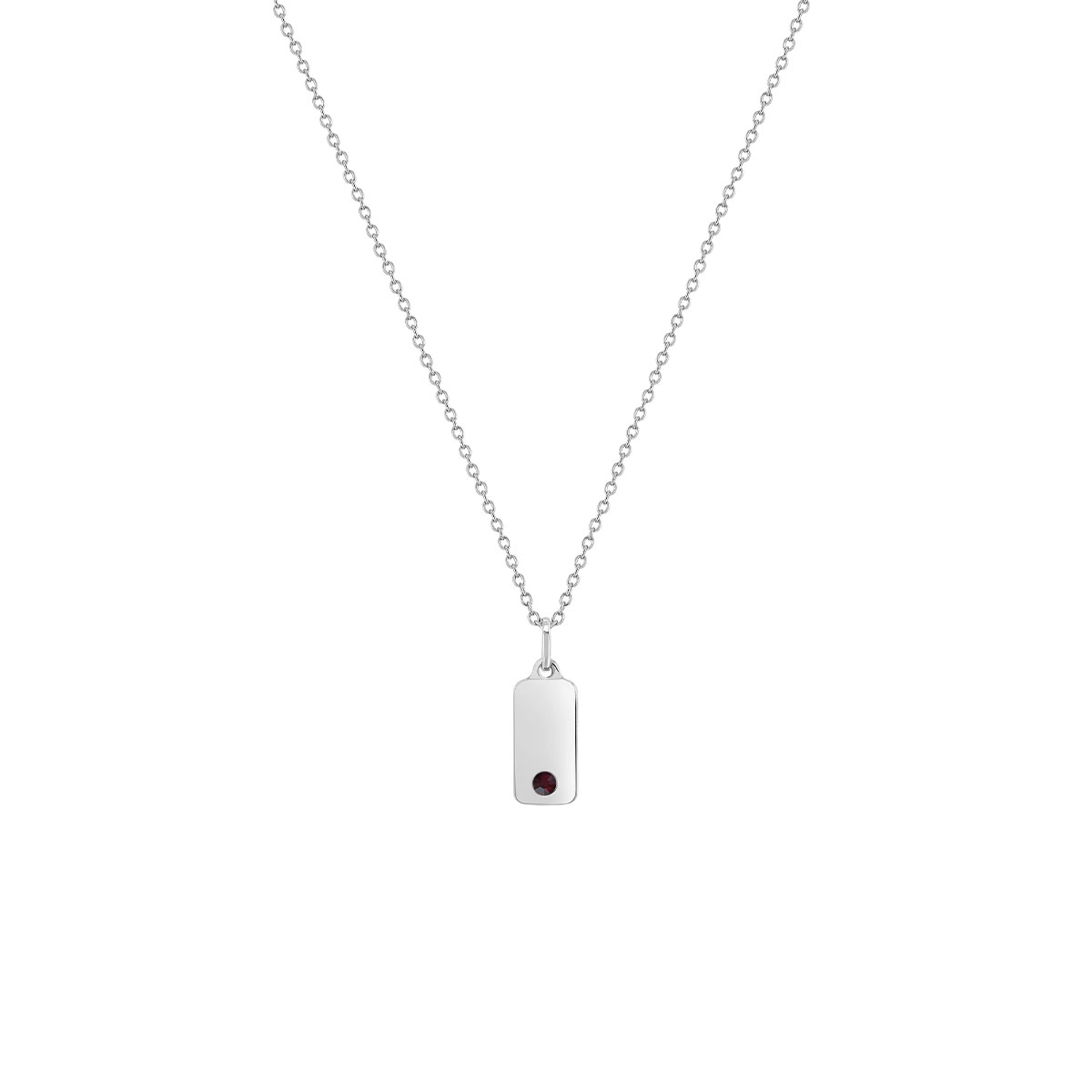 Children's Sterling Silver Red Cubic Zirconia Bar Pendant with Chain