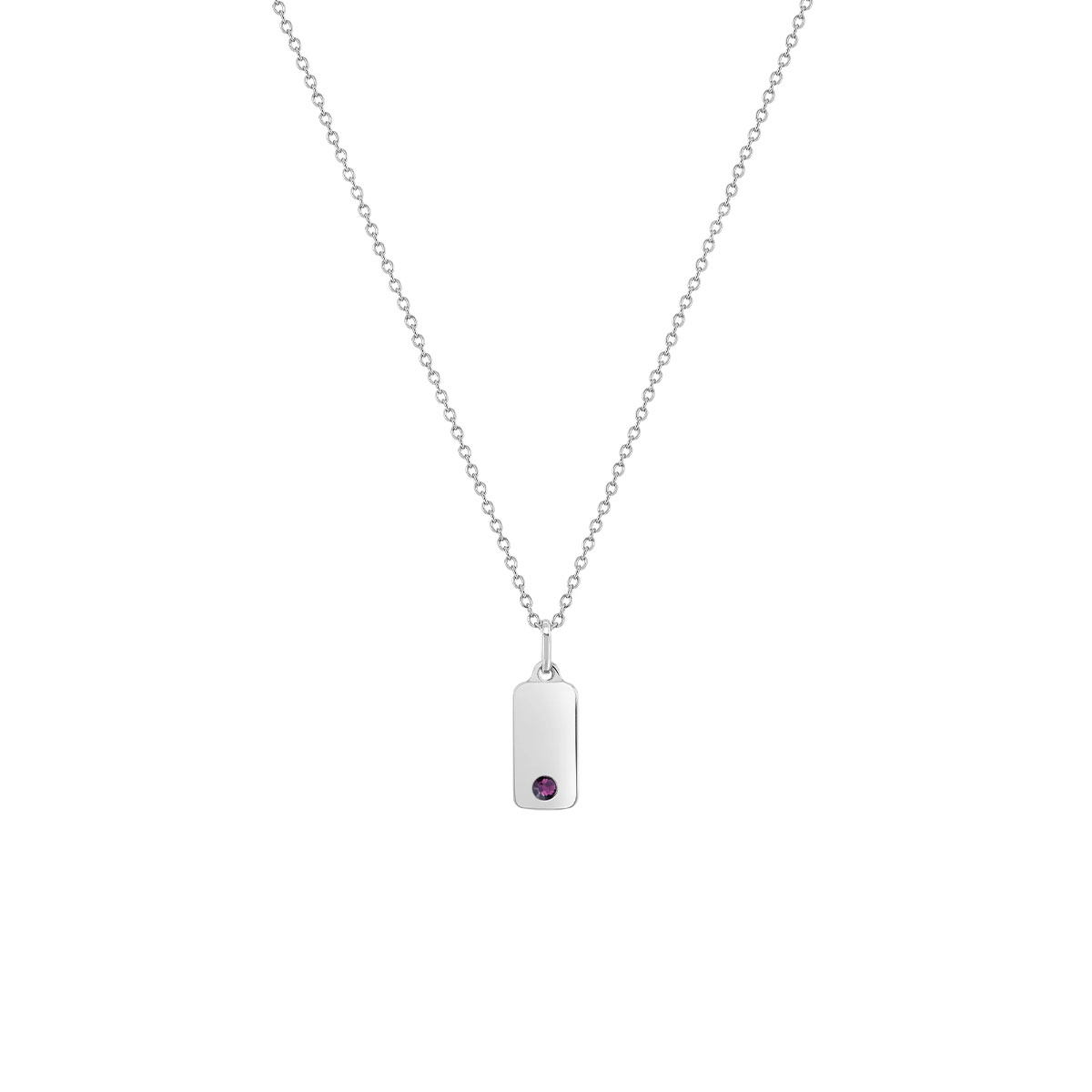 Children's Sterling Silver Purple Cubic Zirconia Bar Pendant with Chain