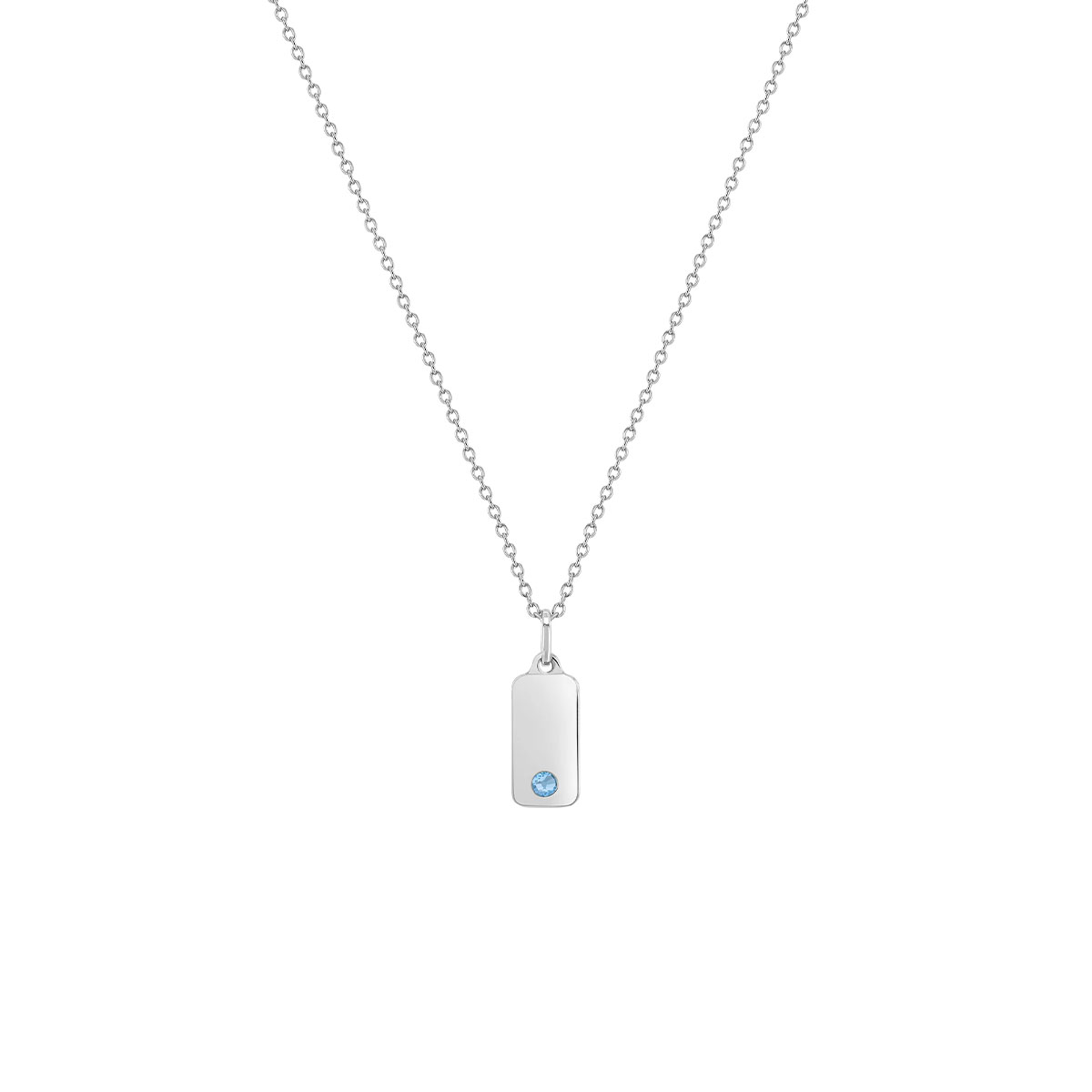 Children's Sterling Silver Light Blue Cubic Zirconia Bar Pendant with Chain