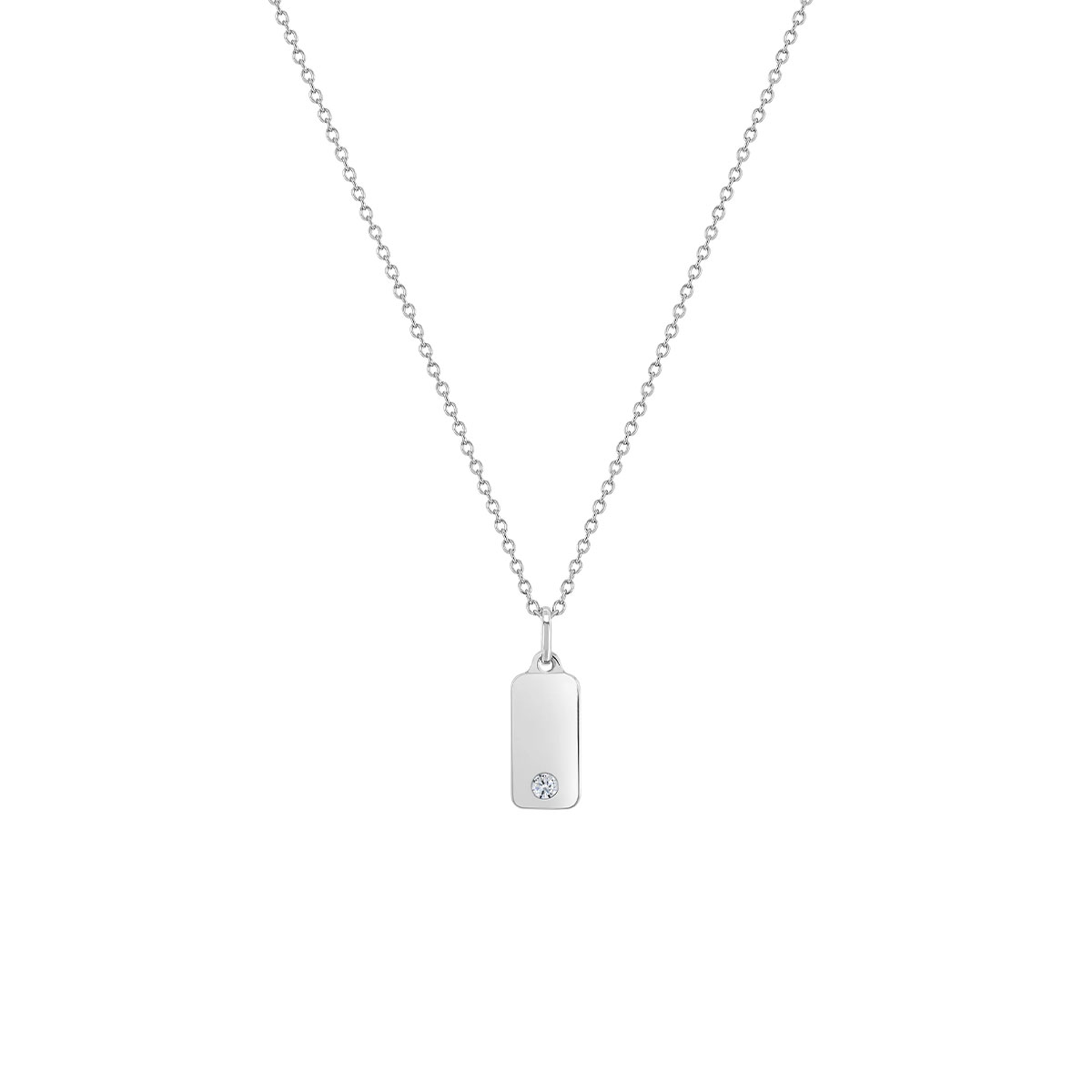 Children's Sterling Silver Cubic Zirconia Bar Pendant with Chain