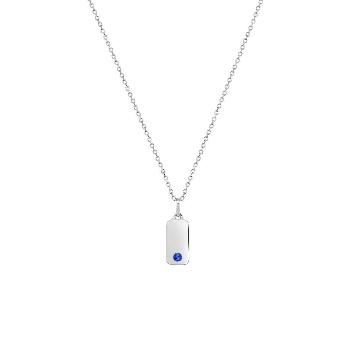 Children's Sterling Silver Blue Cubic Zirconia Bar Pendant with Chain