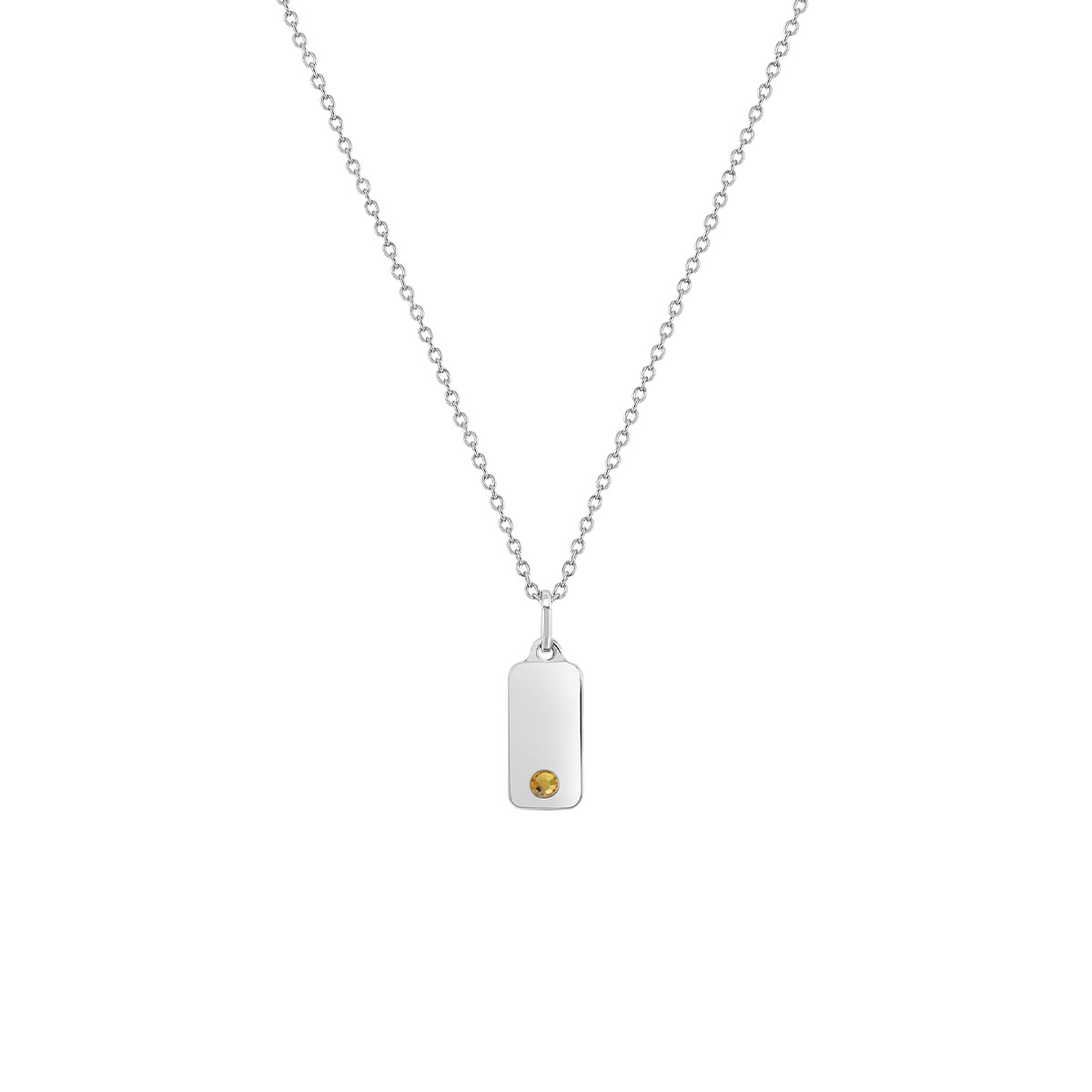 Children's Sterling Silver Yellow Cubic Zirconia Bar Pendant with Chain