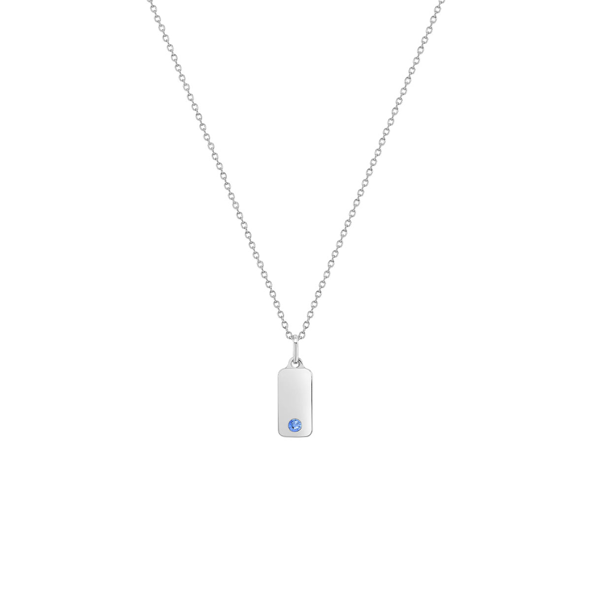 Children's Sterling Silver Blue Cubic Zirconia Bar Pendant with Chain