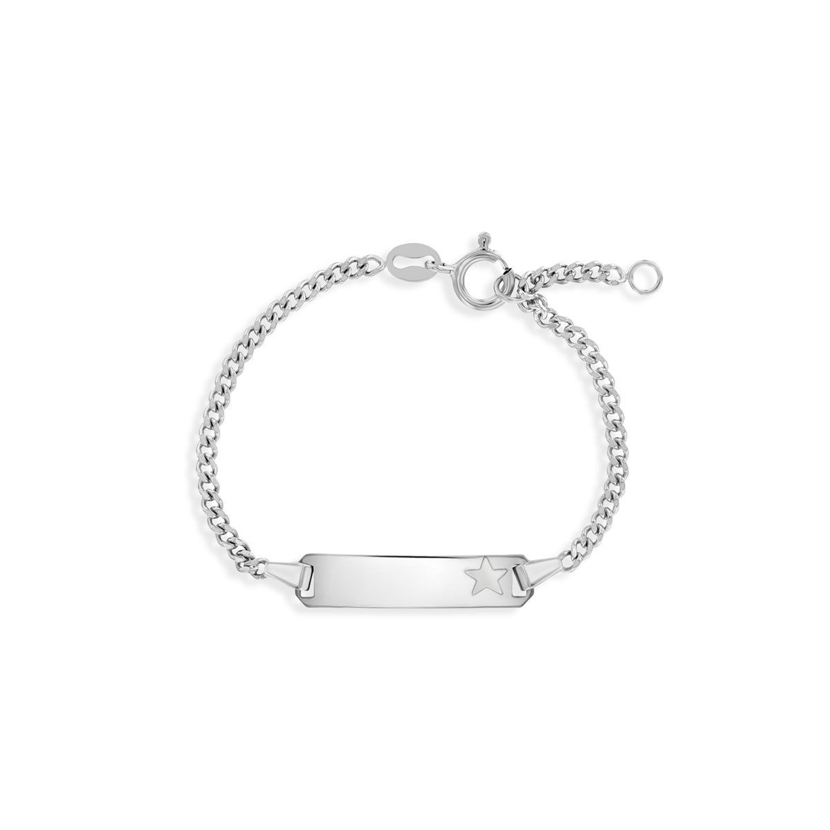 Children's Sterling Silver Engraved Star Bar Bracelet