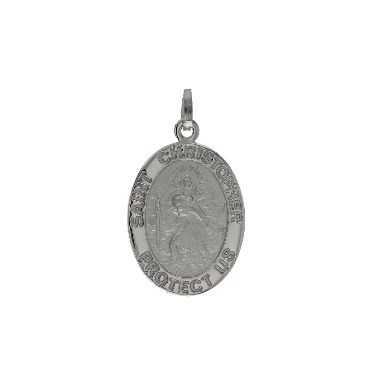 Sterling Silver Oval St. Christopher Pendant