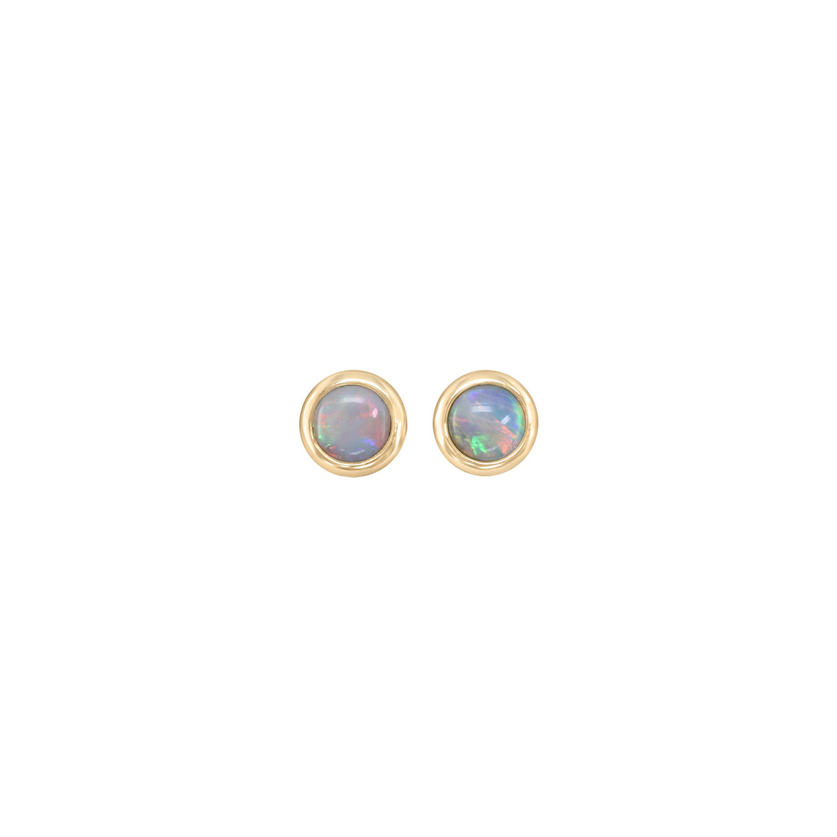 14K Yellow Gold Australian Opal Stud Earrings