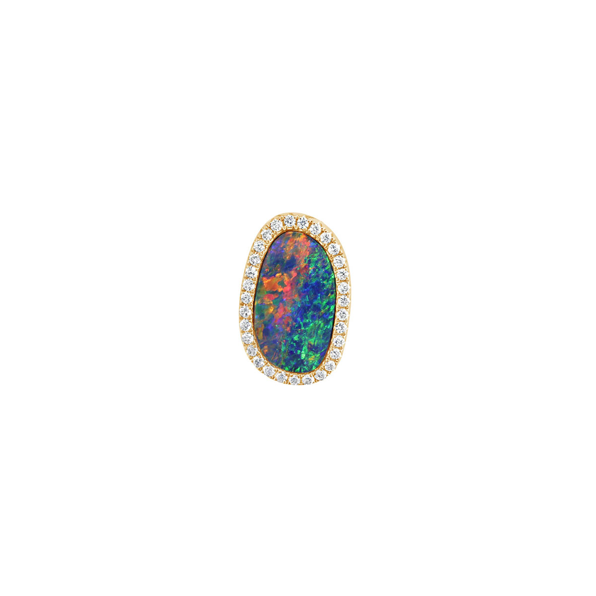 14K Yellow Gold Oval Australian Opal Doublet Pendant