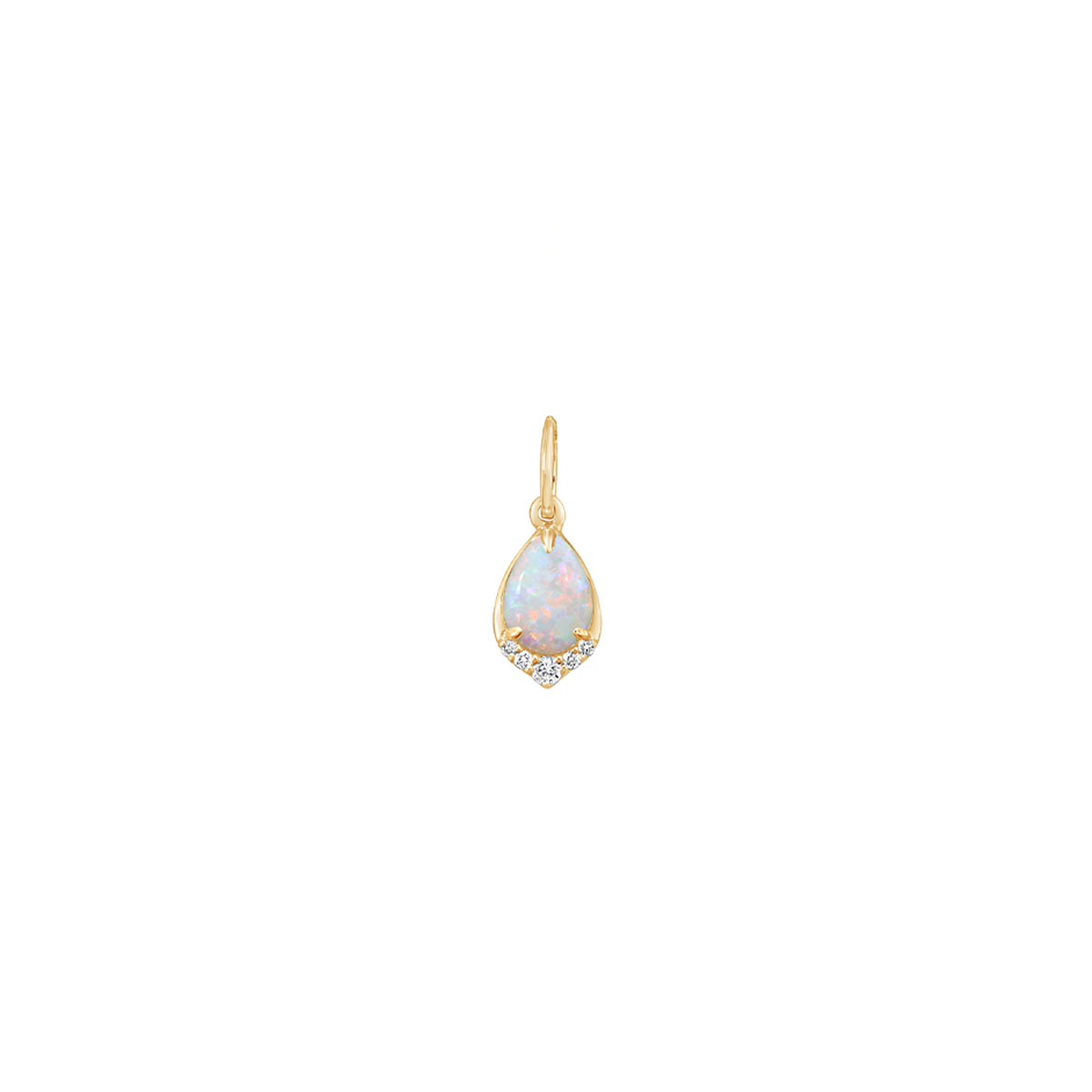 14K Yellow Gold Pear Australian Opal and Diamond Pendant