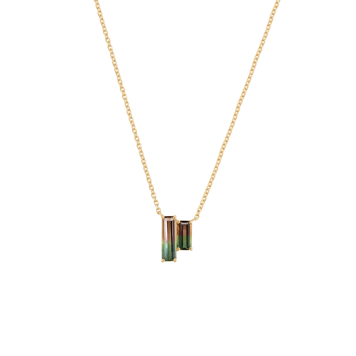 14K Yellow Gold Watermelon Tourmaline Necklace