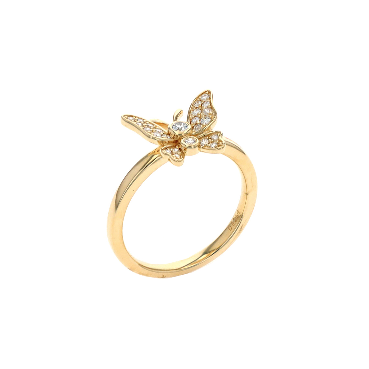 14K Yellow Gold Diamond Butterfly Ring