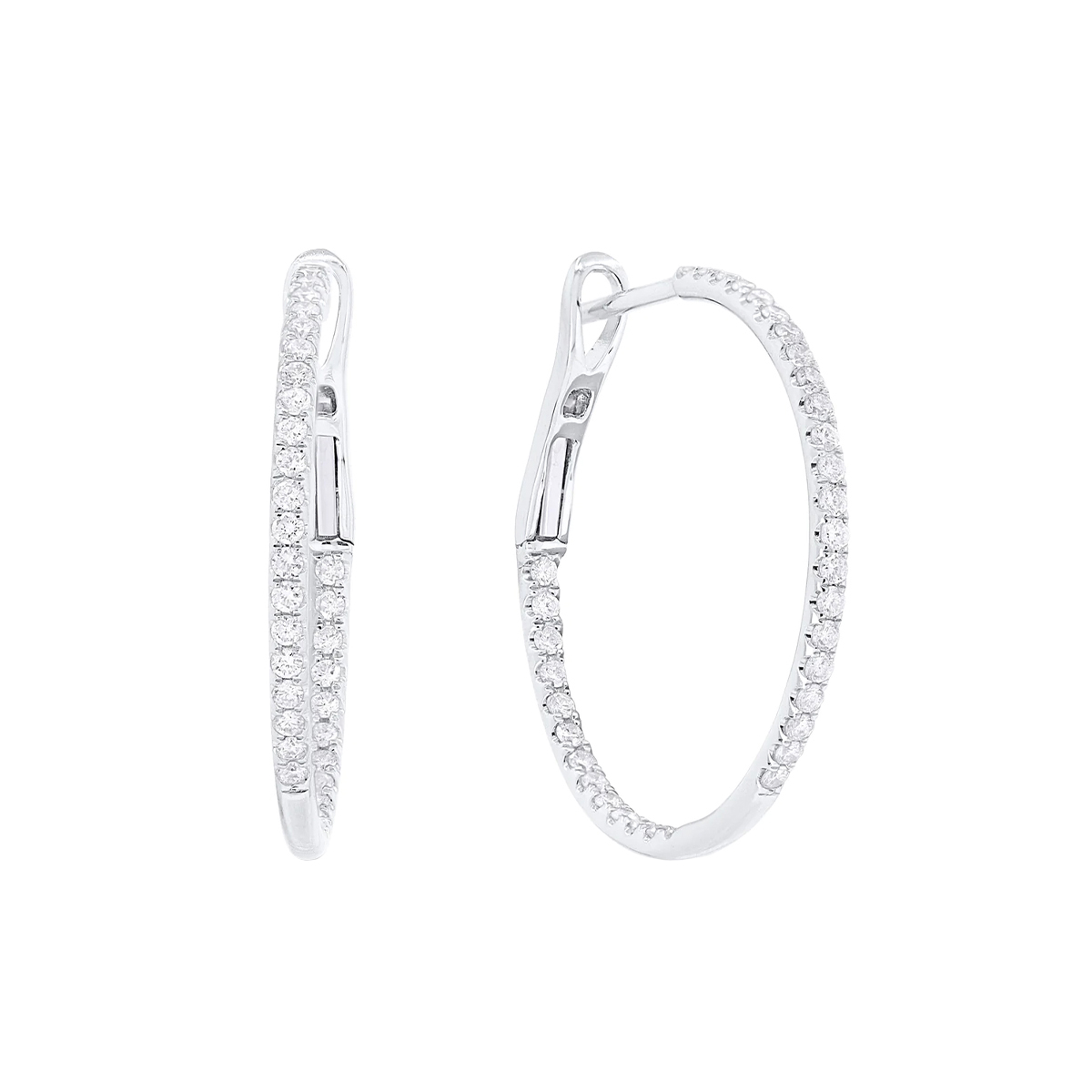 14K White Gold 23 mm Diamond Hoop Earrings