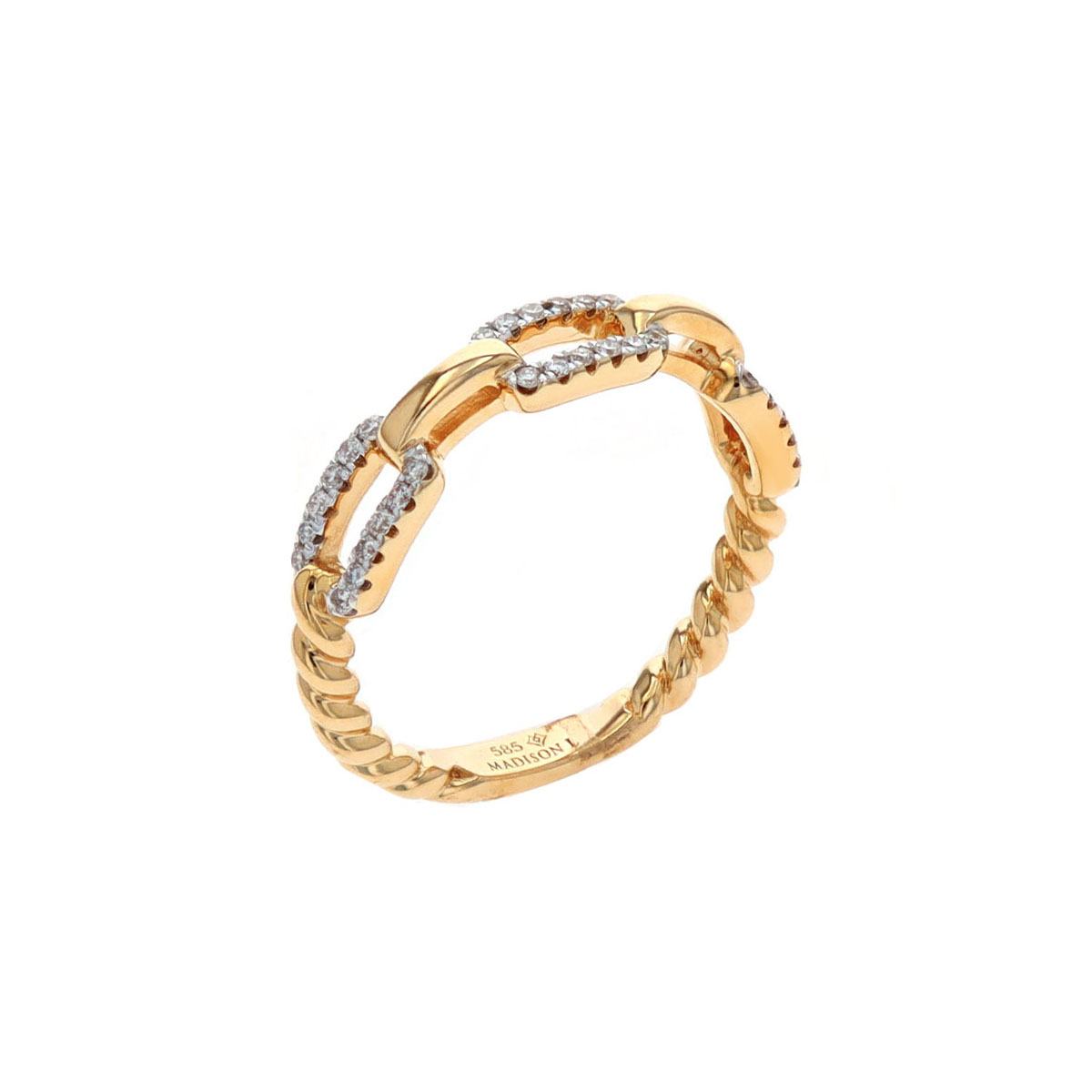 14K Yellow Gold Diamond Twist Link Band