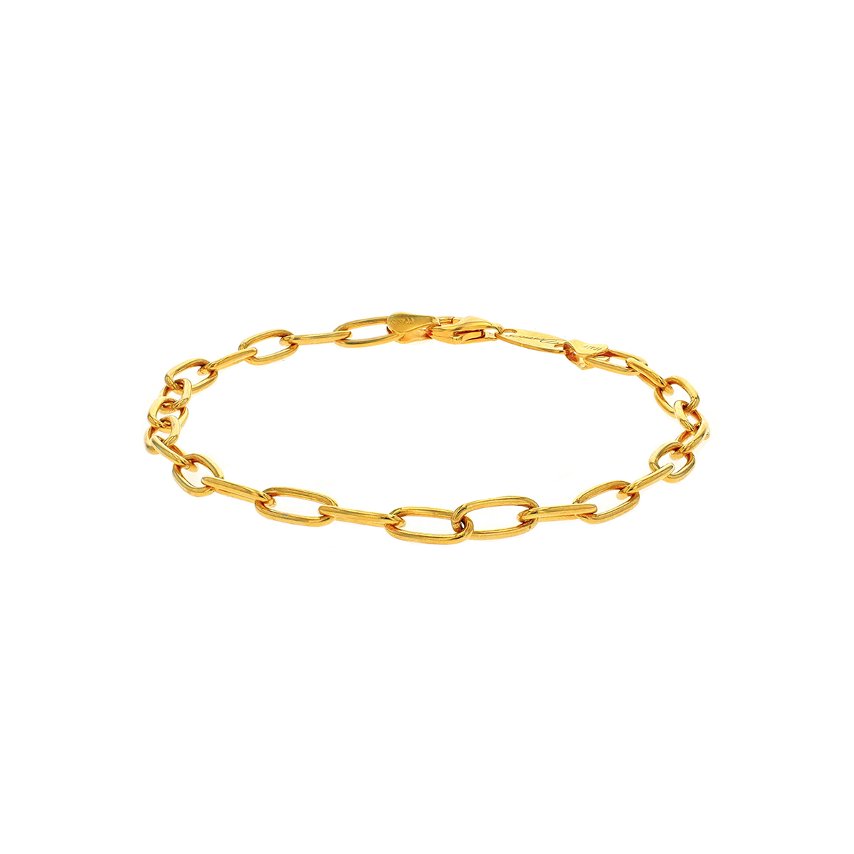 Yellow Gold Plated Sterling Silver Oval Link Bracelet