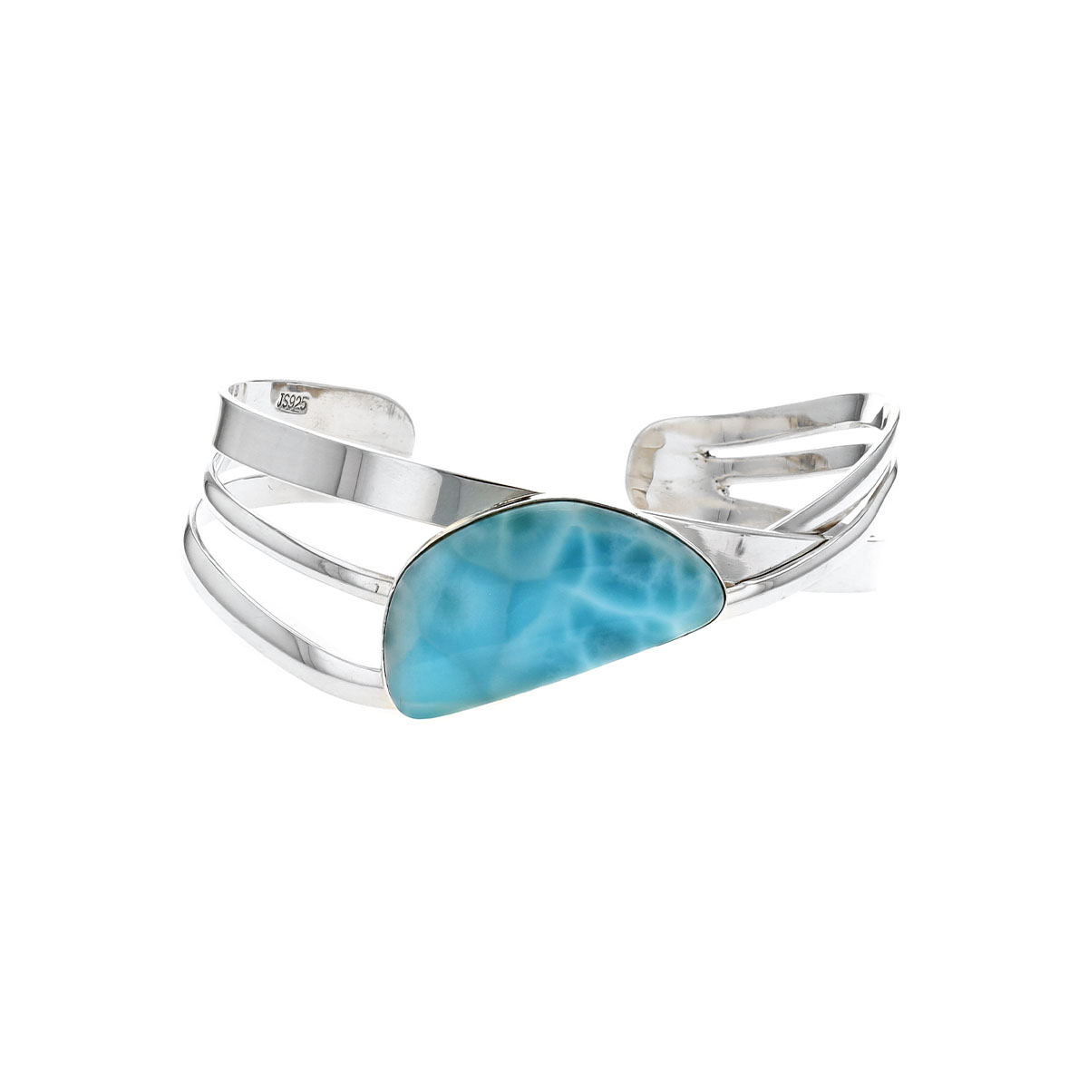 Sterling Silver Freeform Larimar Cuff Bracelet