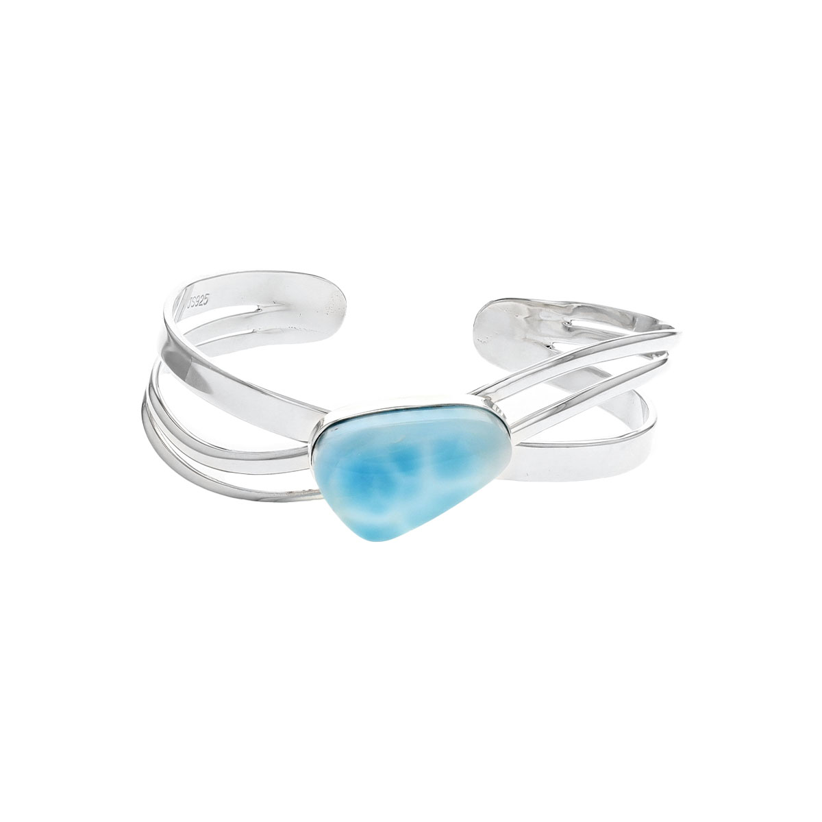 Sterling Silver Freeform Larimar Cuff Bracelet