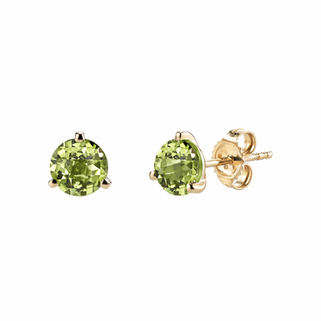 14K Yellow Gold Round Peridot Earrings
