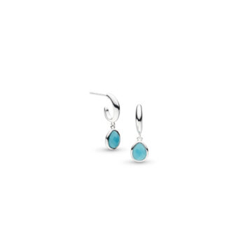 SS BLUE PEARL HOOP DROP EARRING